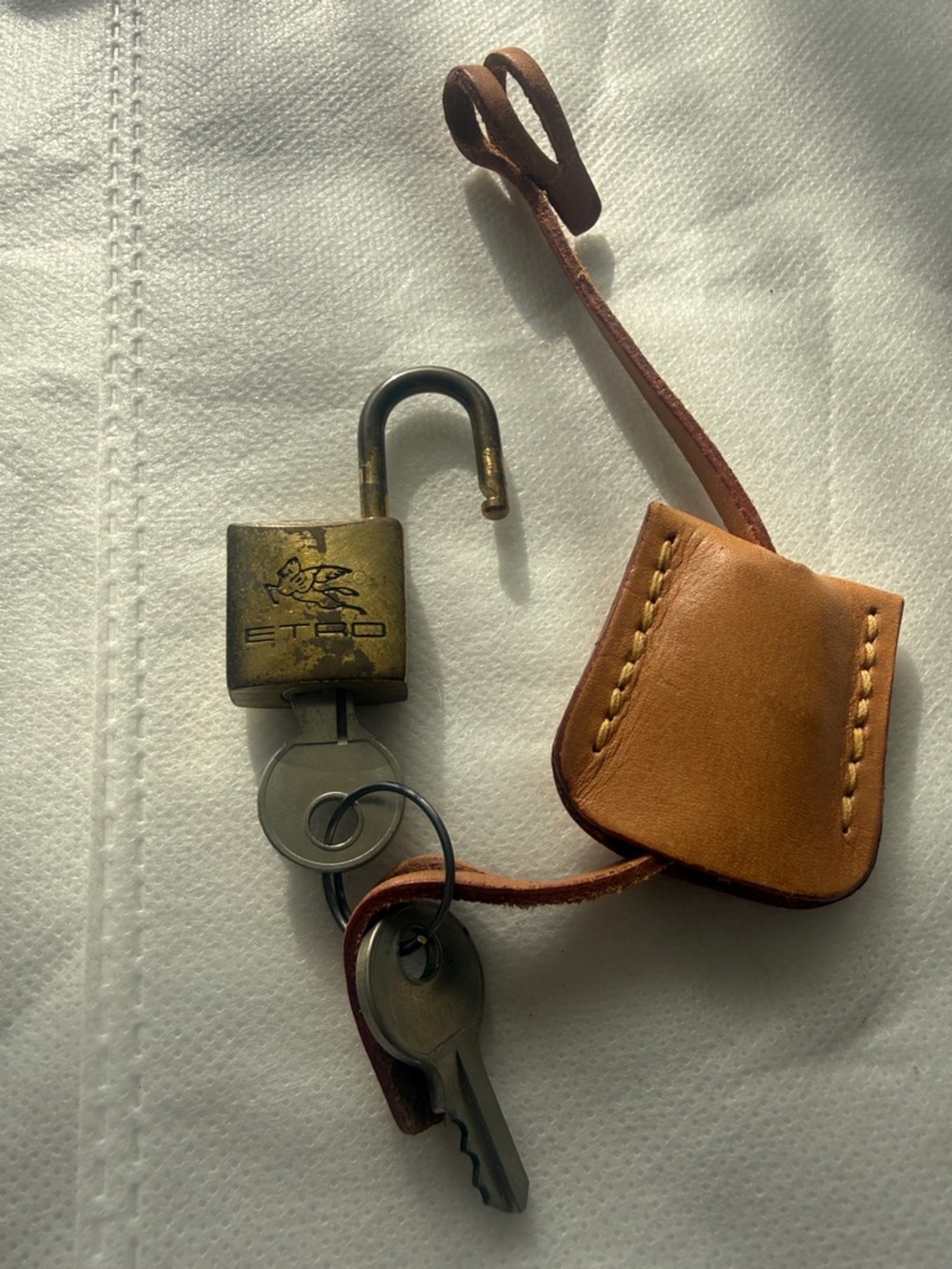 Etro Vaschetta Leather Luggage Tag + Lock + Key - Picture 6 of 12